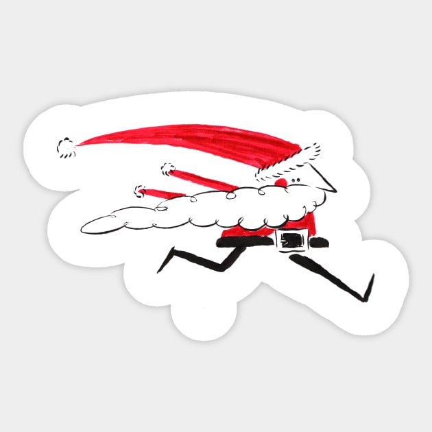 Running Santa Sticker by Happy Monsters